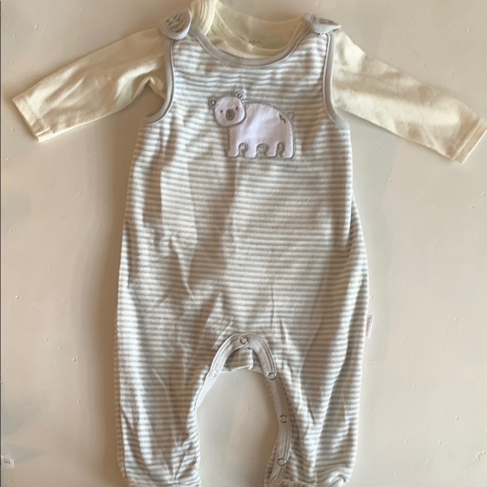 Tahari 3-6 Months Striped Bear Appliqué One Piece